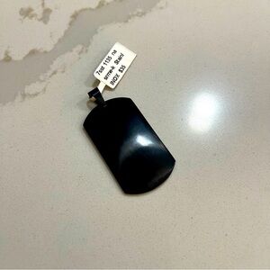 NWT INOX men’s black dog tag stainless steel black rhodium finish